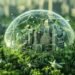 A conceptual image of global connectivity and digital interaction, where hands are at the base of light streams that connect to a sphere and then branch out to different service icons.
